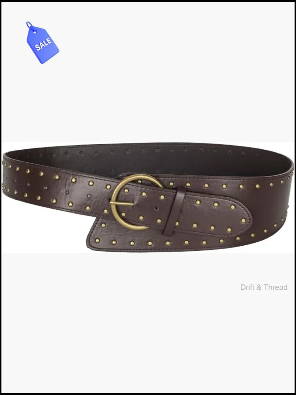 Studded Wide Waist Belt Chunky Punk Leather Belt for Jeans